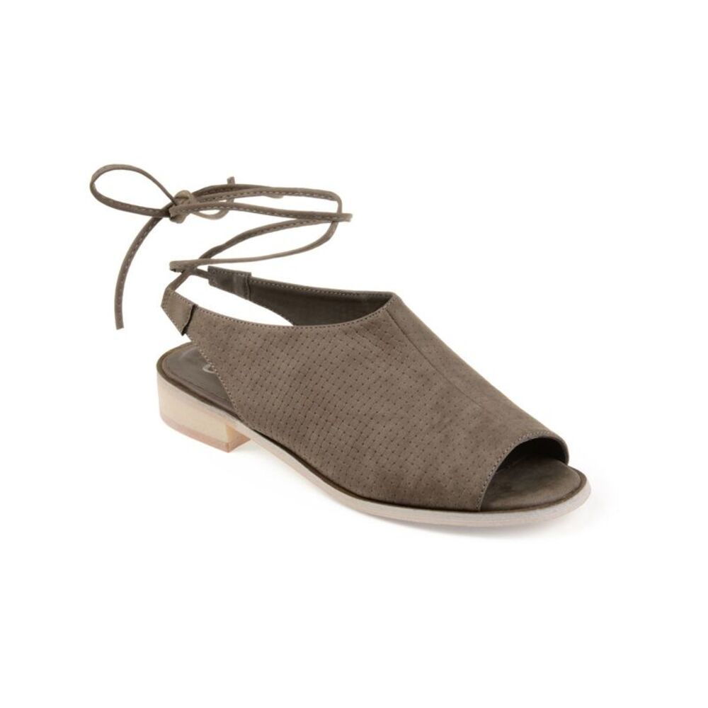 JOURNEE COLLECTION Womens Gray Basket Weave Grain Heel Blanch Slingback Sandal 6